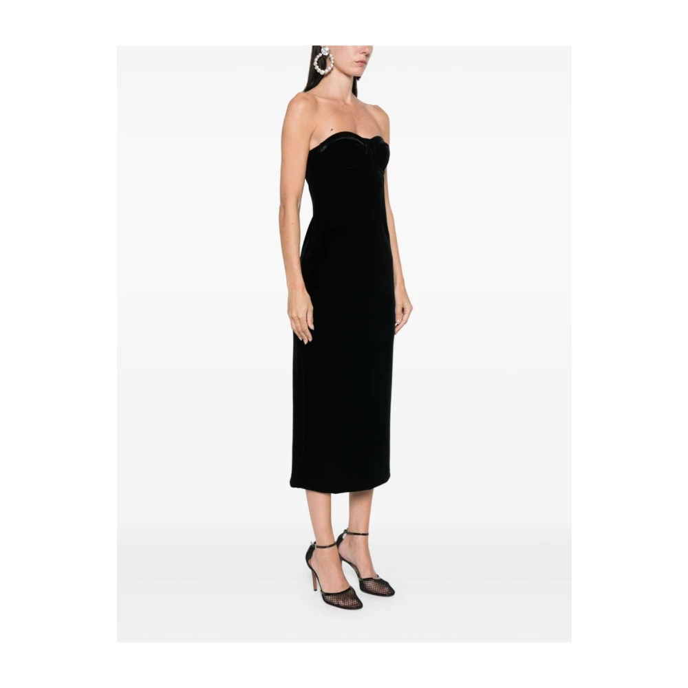 SPORTMAX Zwart Fluweel Strapless Jurk met Onderdraad Bh Black Dames