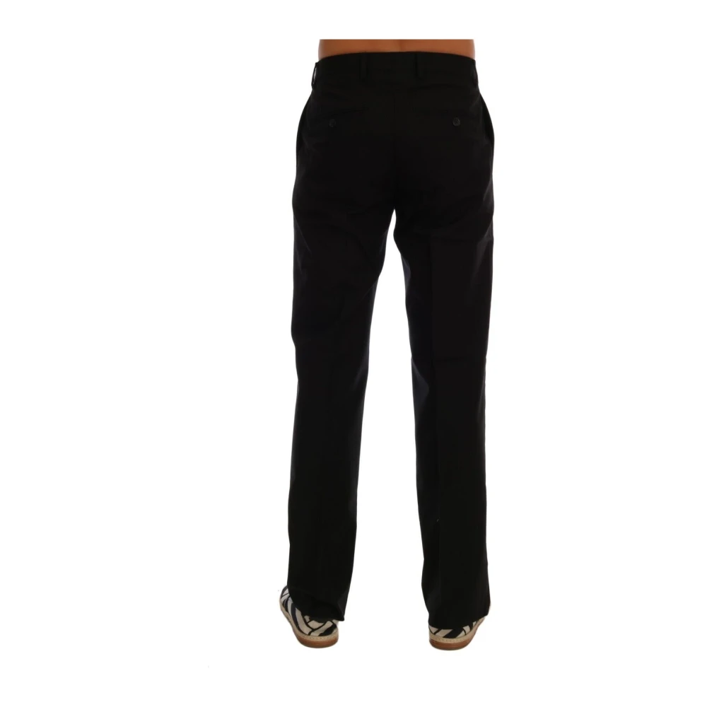 Dolce & Gabbana Elegante Zwarte Katoenen Stretch Broek Black Heren