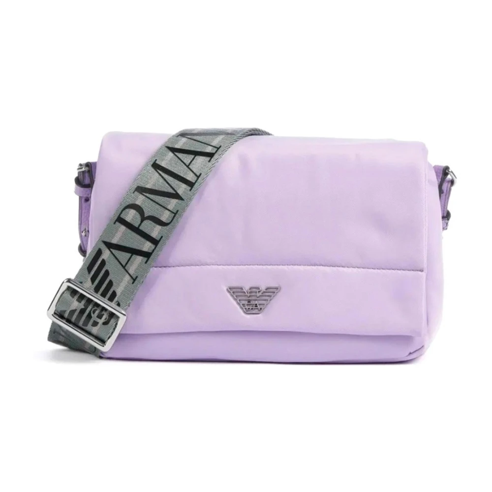 Emporio Armani Stijlvolle Logo Detail Schoudertas Purple Dames