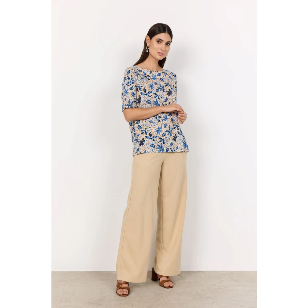Soyaconcept Blauw Bloemenprint Shirt Blue Dames