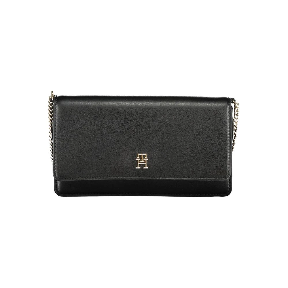 Tommy Hilfiger Zwarte Polyethyleen Ketting Schoudertas Black Dames
