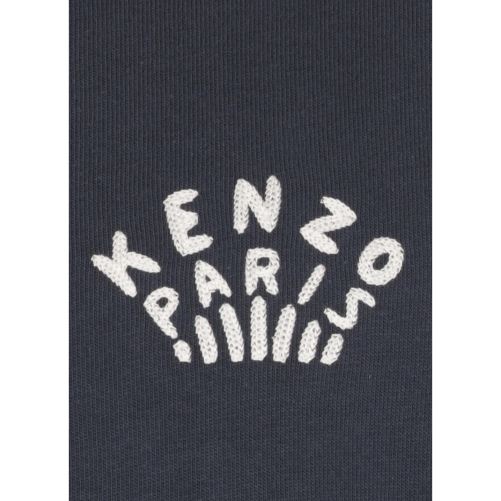 Kenzo Blauw Katoenen T-shirt met Geborduurd Logo Blue Heren