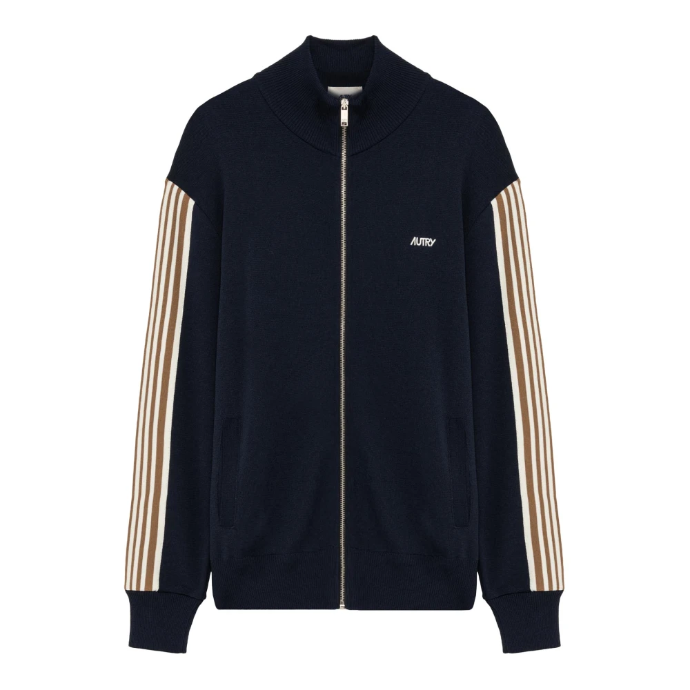 Autry Men's Blue Knitted Tennis Viscose Zip Jacket - Zip-Throughs - M - Sweatshirts & Hoodies