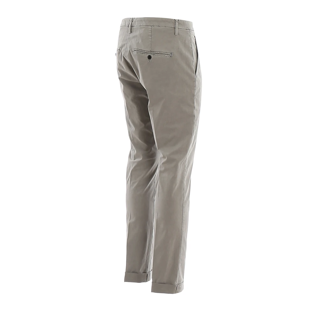 Dondup Grijze Stretch Katoenen Broek met Metalen Detail Gray Heren