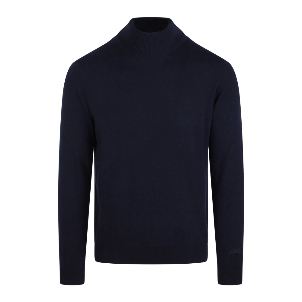 MC2 Saint Barth Blauw Wol Turtleneck Sweater Blue Heren