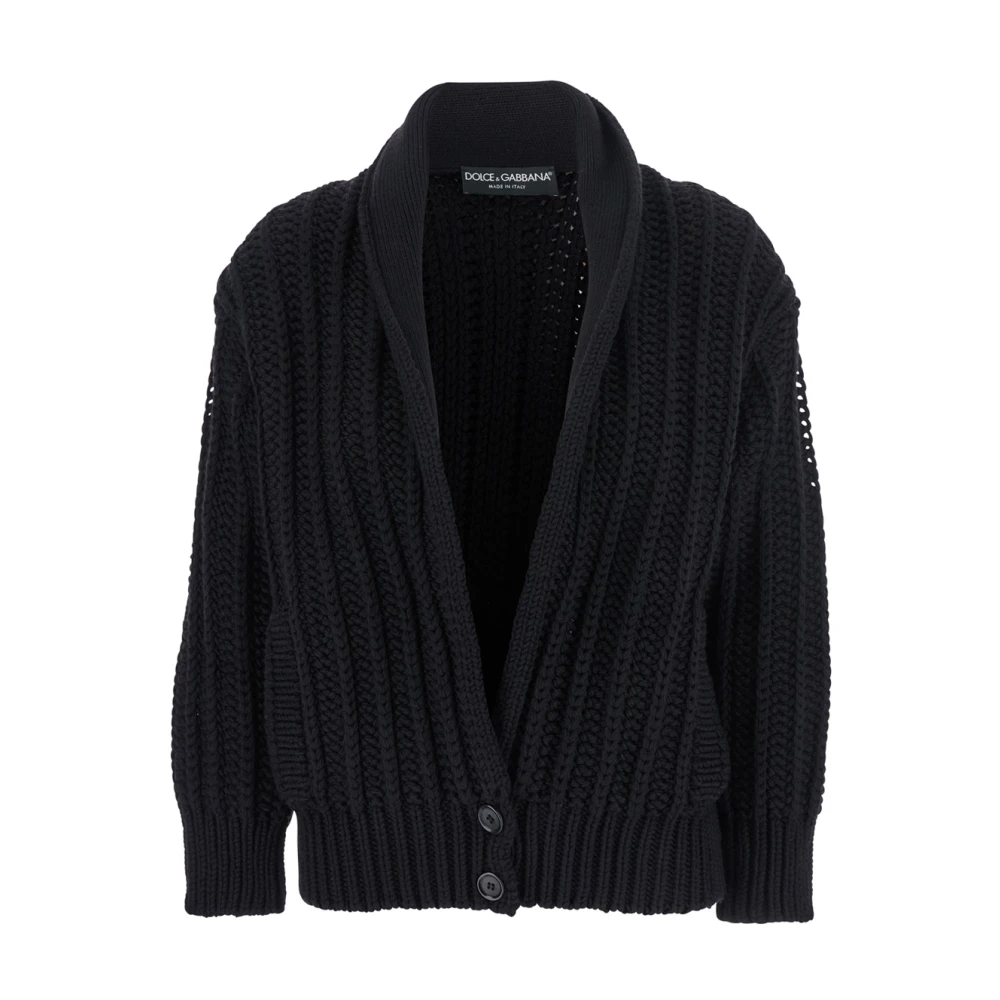Dolce & Gabbana Black Cardigan With Wide Neckline Woman - Female - Cardigans - Xs - Knitwear