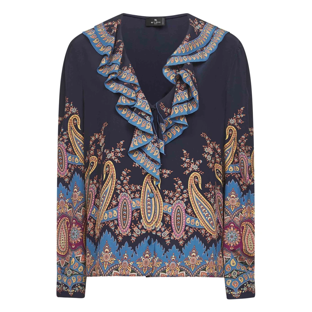 Etro Women's Multicolor Floral Paisley Print Silk Blouse - Blouses - Xl - Blouses & Shirts
