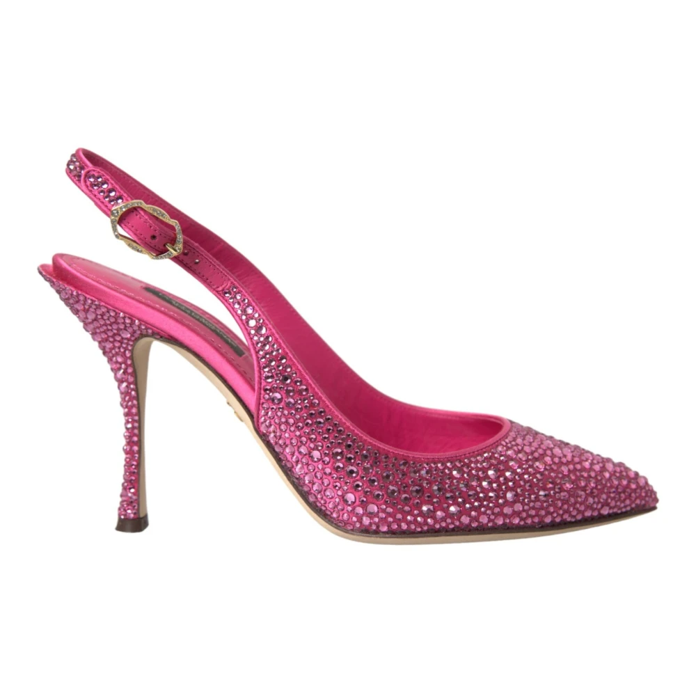 Dolce & Gabbana Kristall Rosa Slingback Pumps Skor Pink, Dam