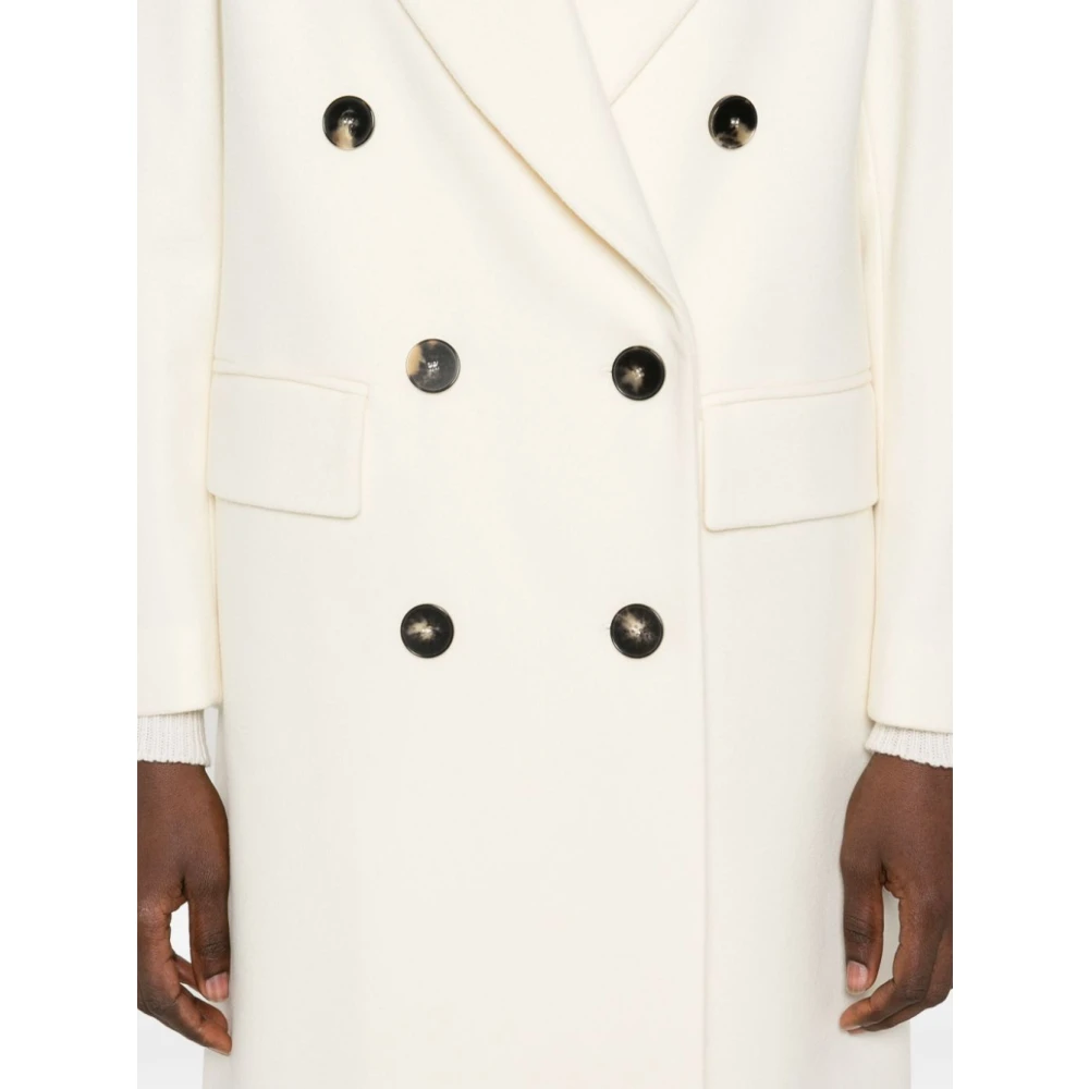 Alberto Biani Witte Wol Dubbel-Breasted Jas White Dames