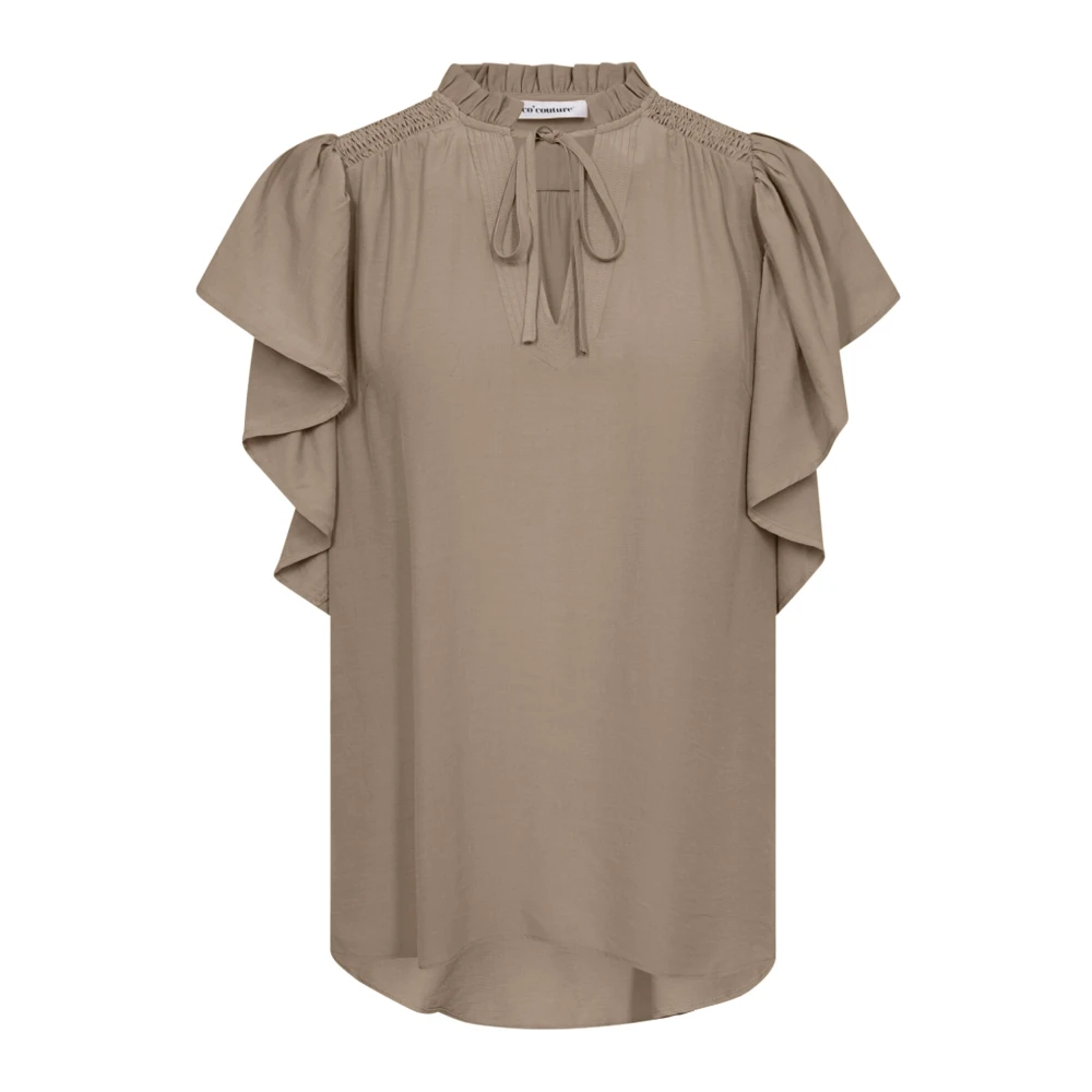 Co'Couture Volang Topp Blus i valnöt Brown, Dam