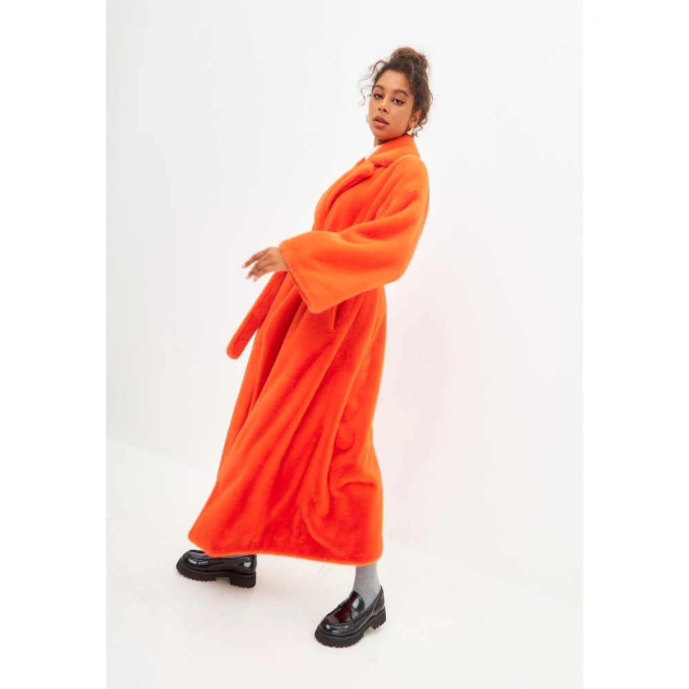 Cesare Gaspari Luxe Faux Fur Winterjas Orange Dames