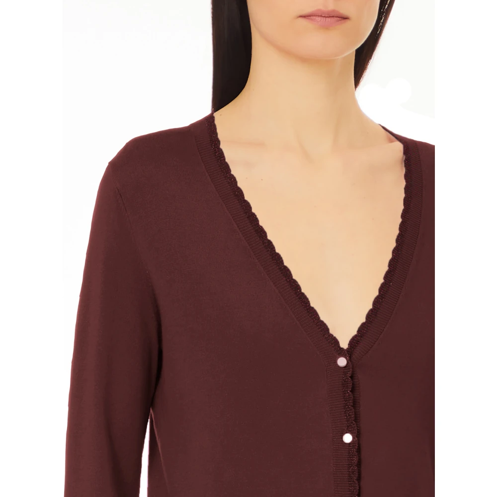 Liu Jo Bordeaux Cardigan V-Hals Trendy Stijl Red Dames