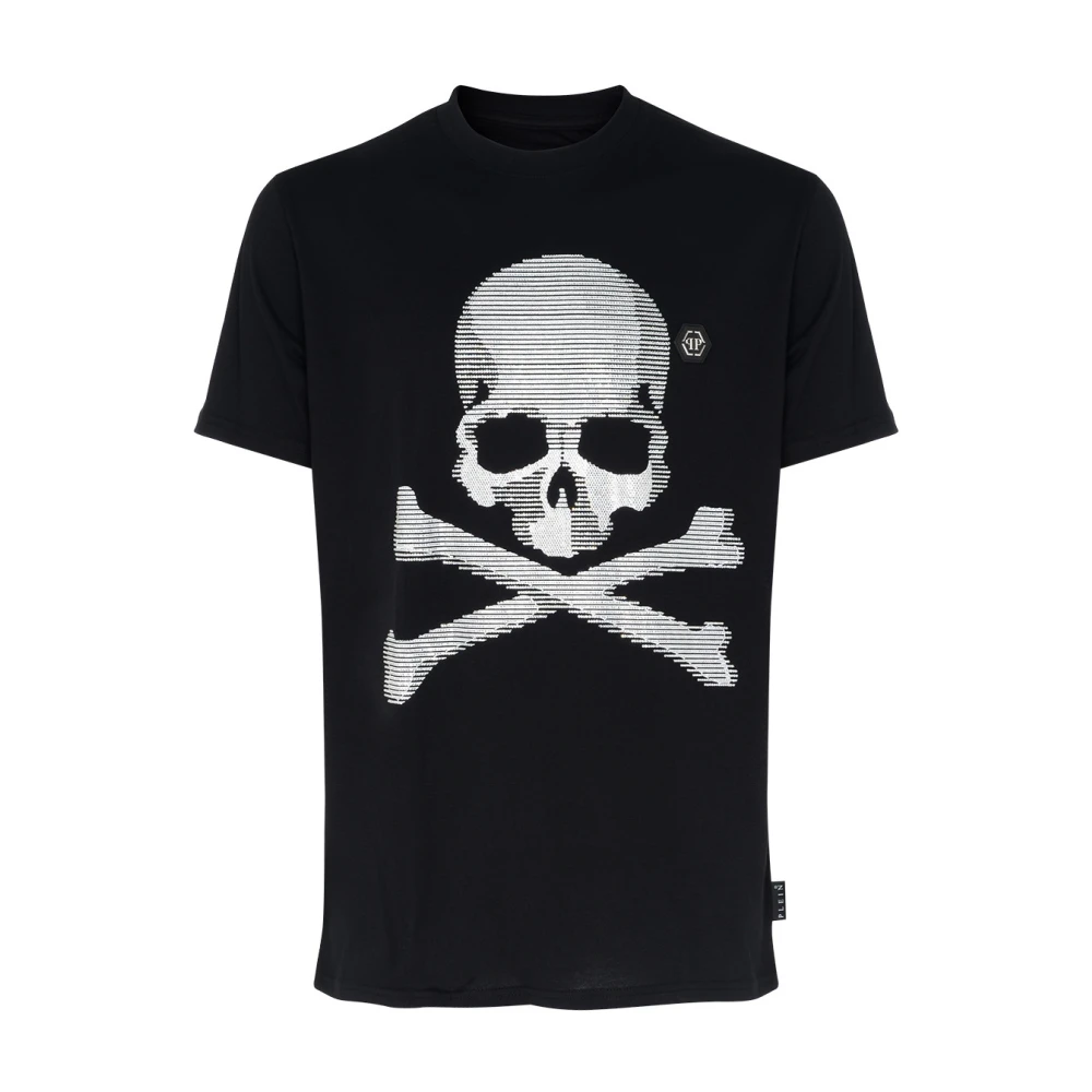 Philipp Plein SS Skull & Bones Svart Bomull T-Shirt Black, Herr