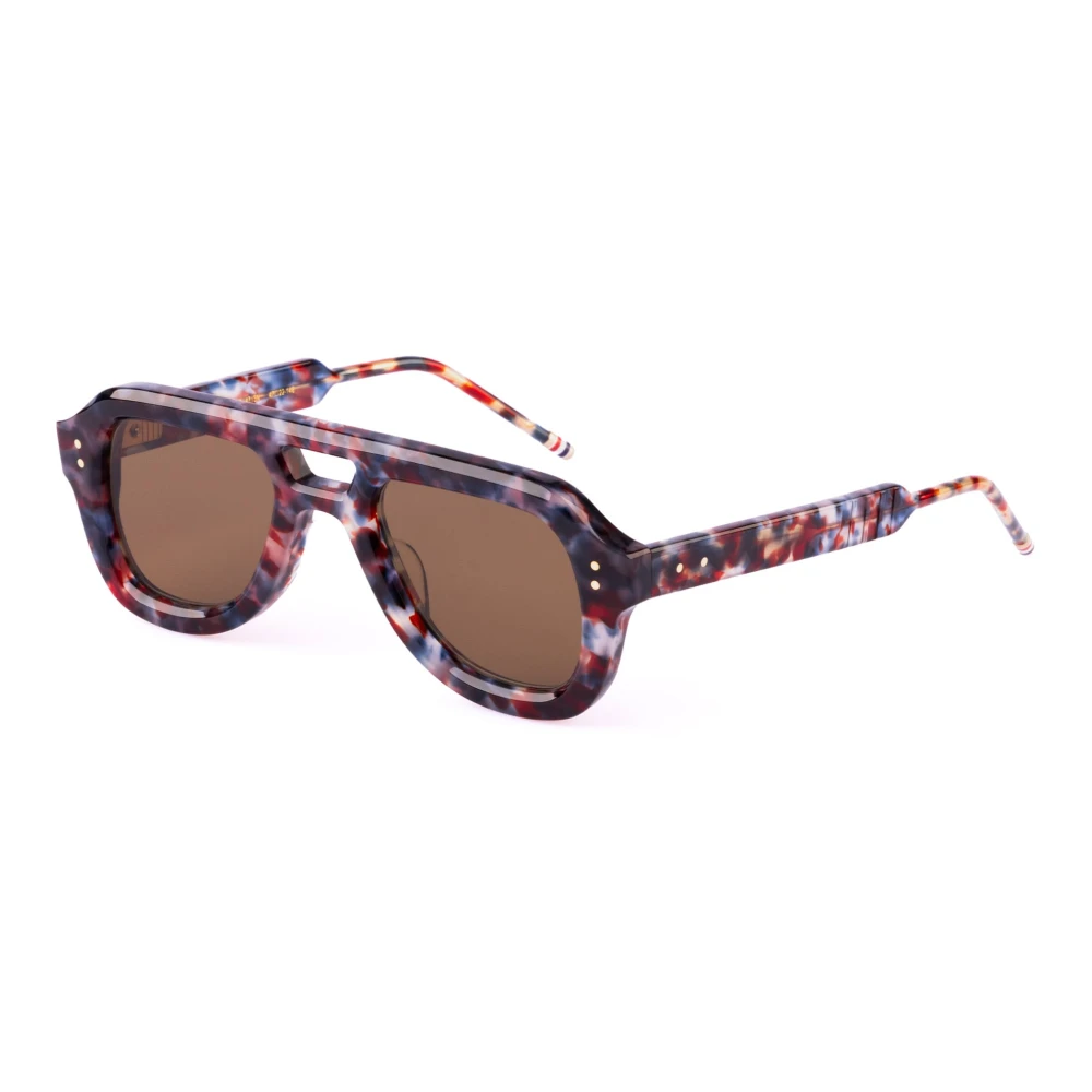 Thom Browne Rektangulära Aviator Solglasögon - RWB Tortoise Multicolor, Herr