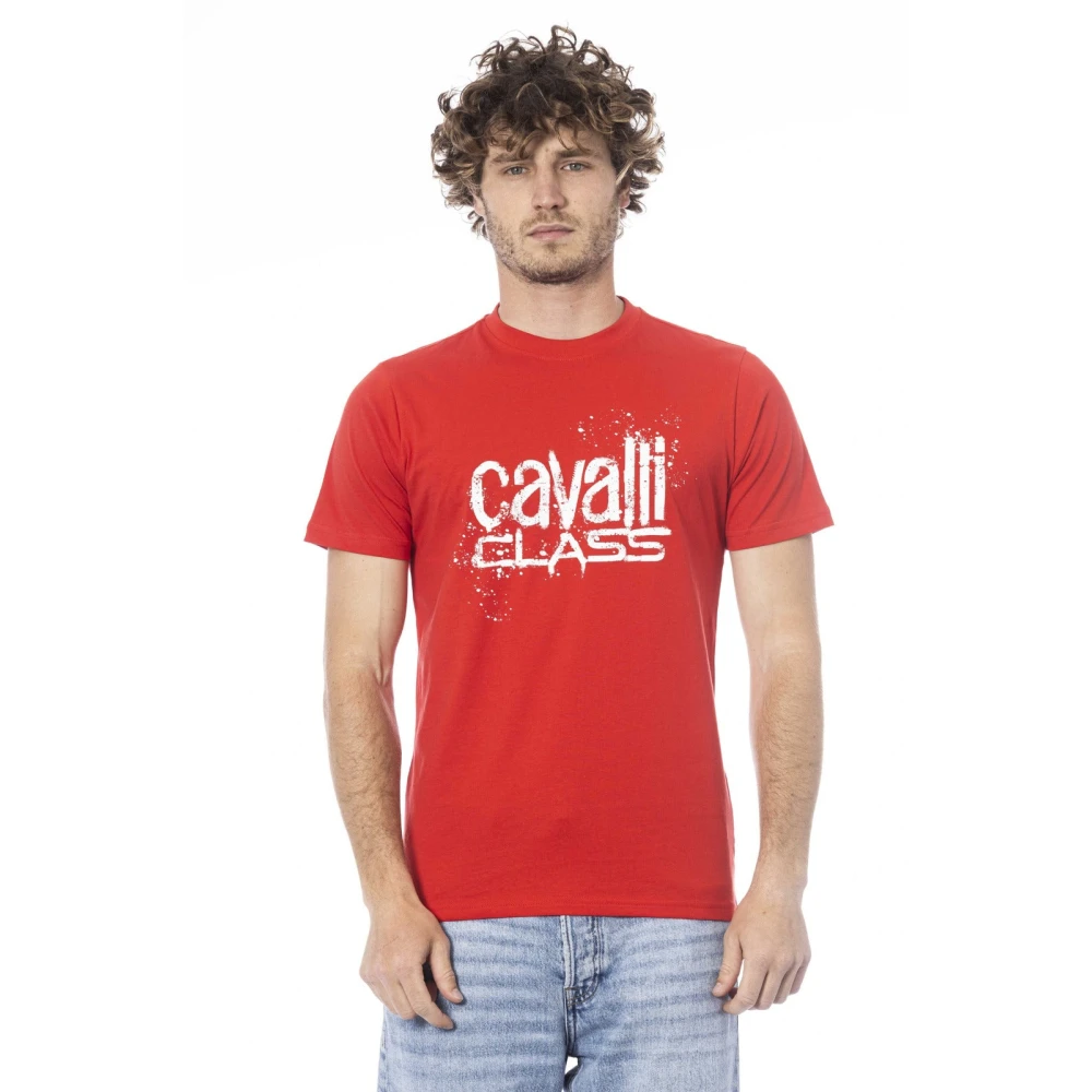 Cavalli Class Logo Print Korte Mouw T-shirt Red Heren