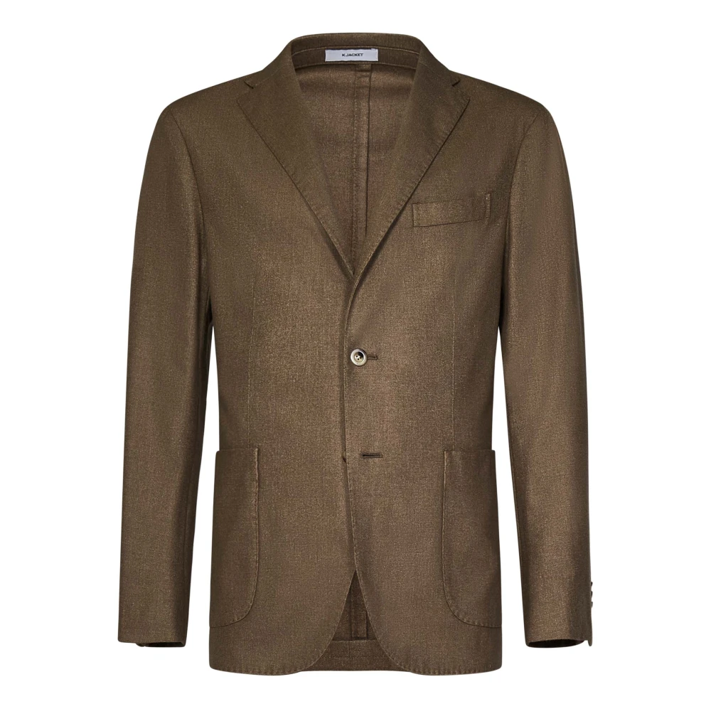 Boglioli Bruine Wolblend Single-Breasted Blazer Brown Heren