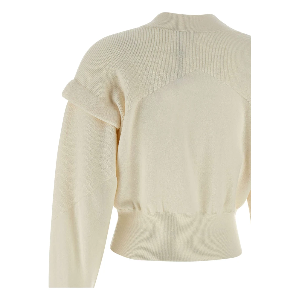 IRO Crème Mesh Trui met V-hals White Dames