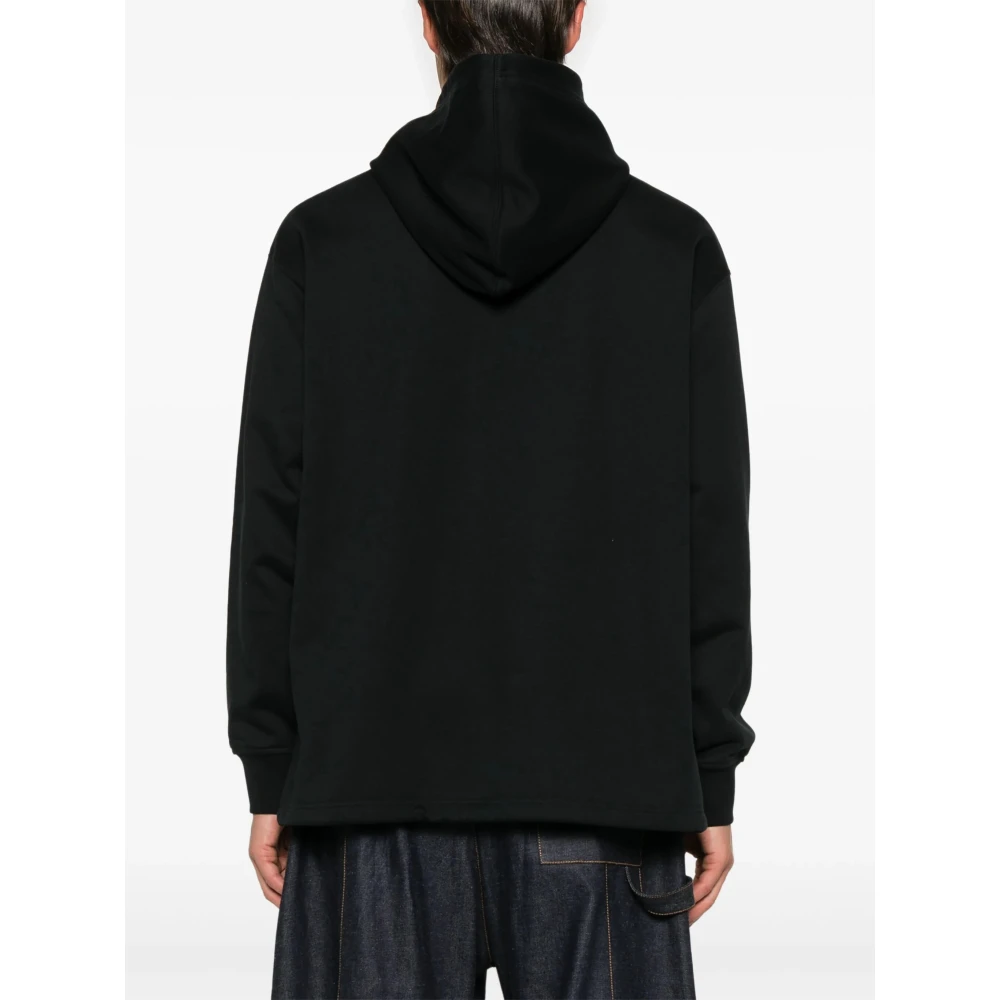 Y-3 Zwarte Loose Hoodie met Jersey Textuur Black Heren