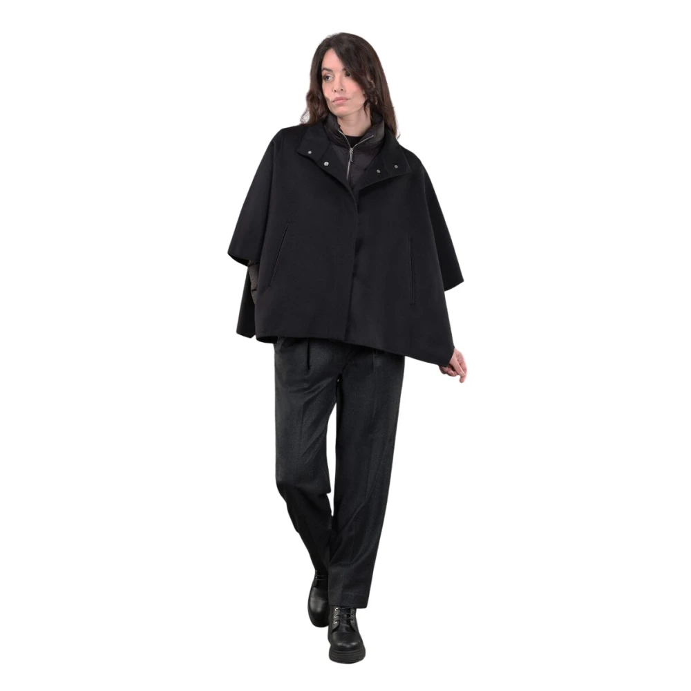 Moorer Women's Black Ponchos, M, Resia Short Cape