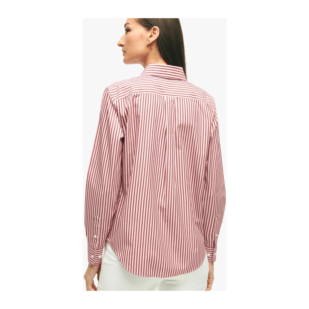 Brooks Brothers Roze Classic Fit Non-Iron Stretch Supima Katoenen Overhemd met Button-Down Kraag Pink Dames