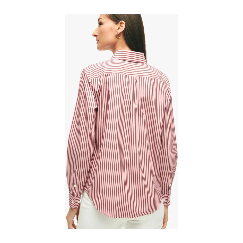 Brooks Brothers Classic Fit Non-Iron Stretch Supima Katoenen Overhemd met Knoopsluiting Pink Dames