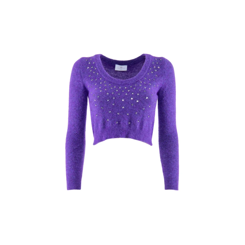 Nenette Paarse Sweater met Strass Purple Dames