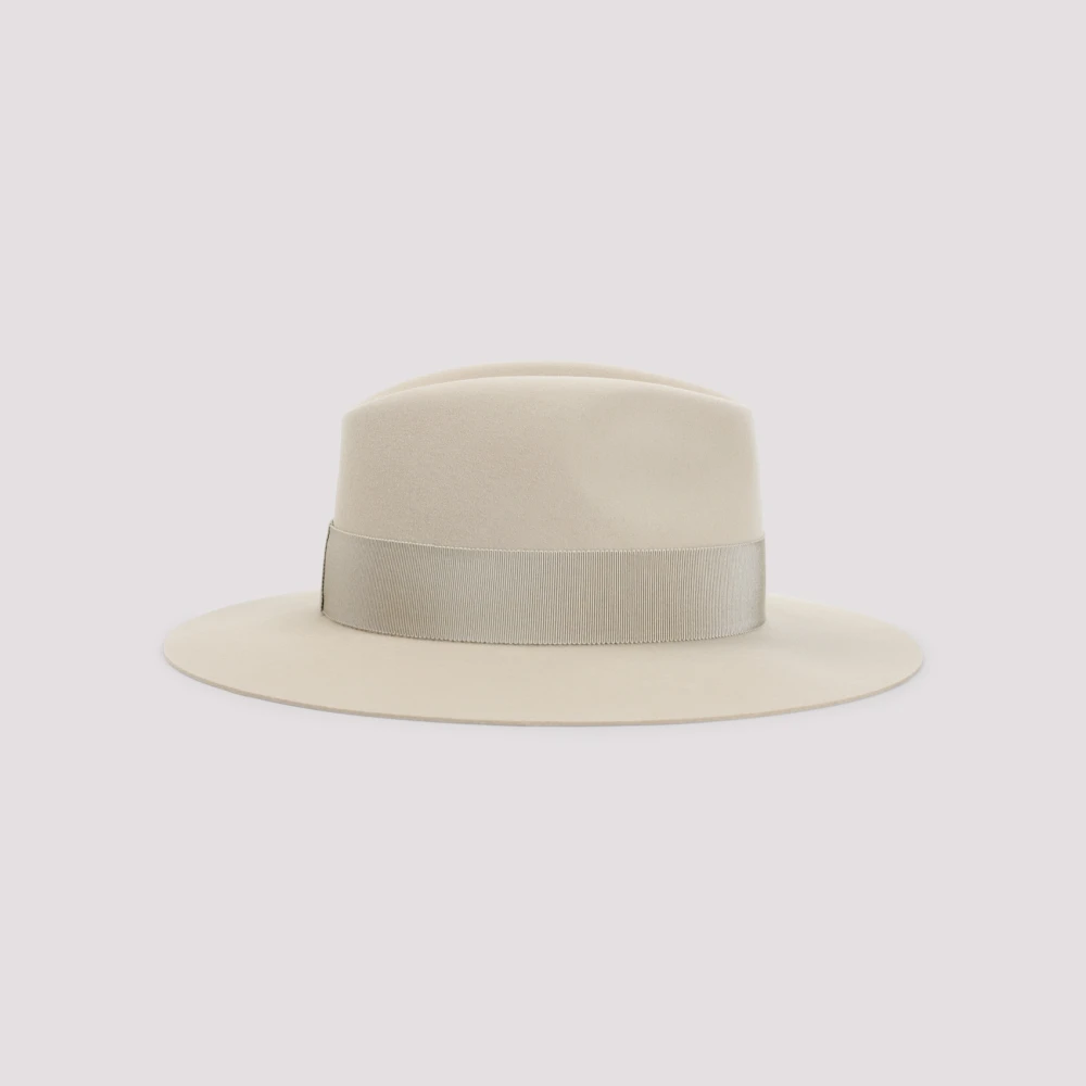 Maison Michel Beige Linnen Henrietta Hoed Beige Dames