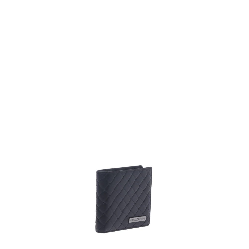 Baldinini Wallet in black woven print leather Black Heren