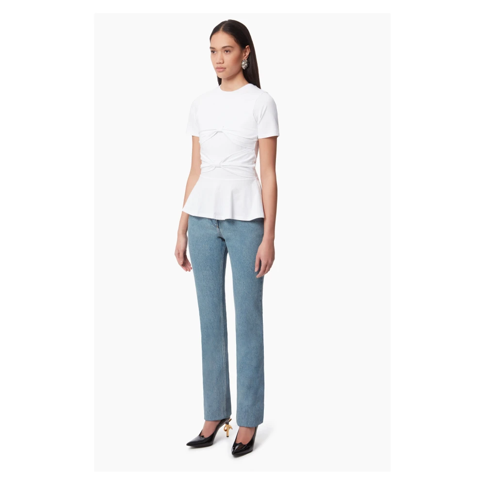 Nina Ricci Witte Peplum T-shirt met Strikdetail White Dames