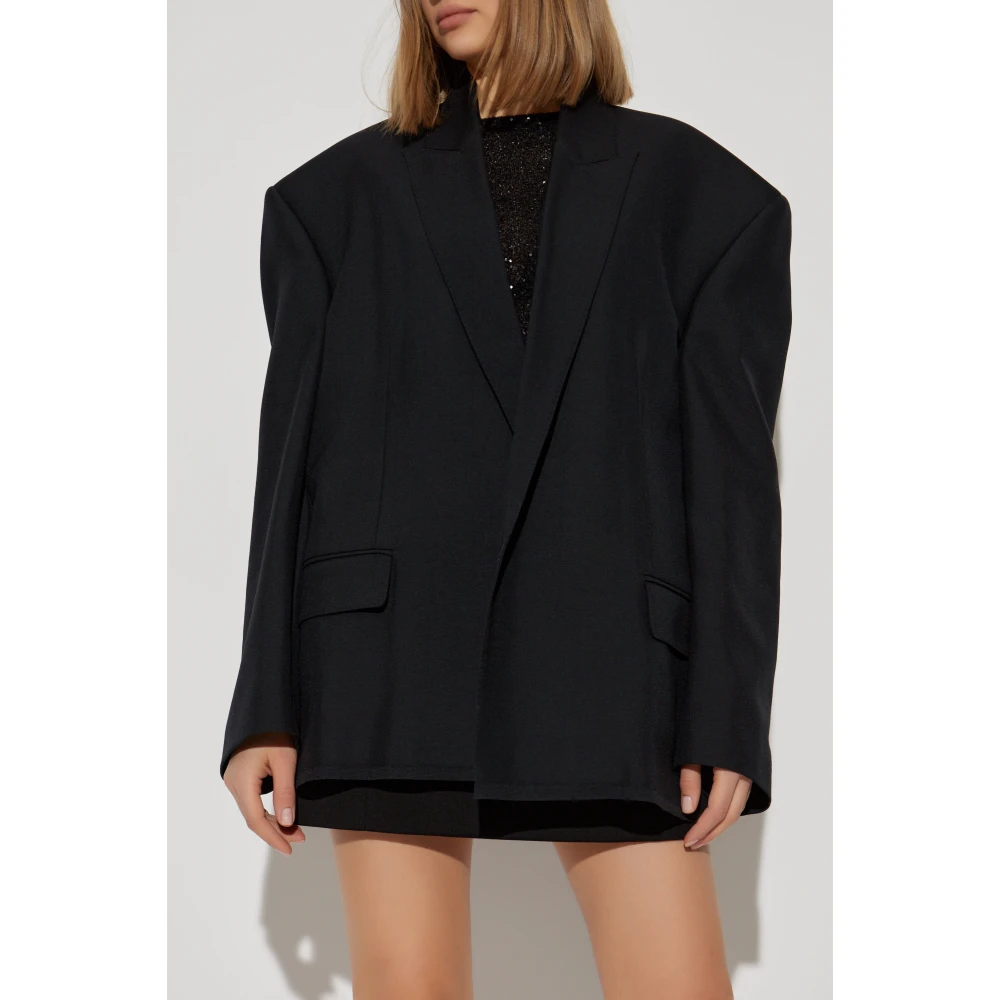 Balenciaga Blazer met wollen afwerking Black Dames