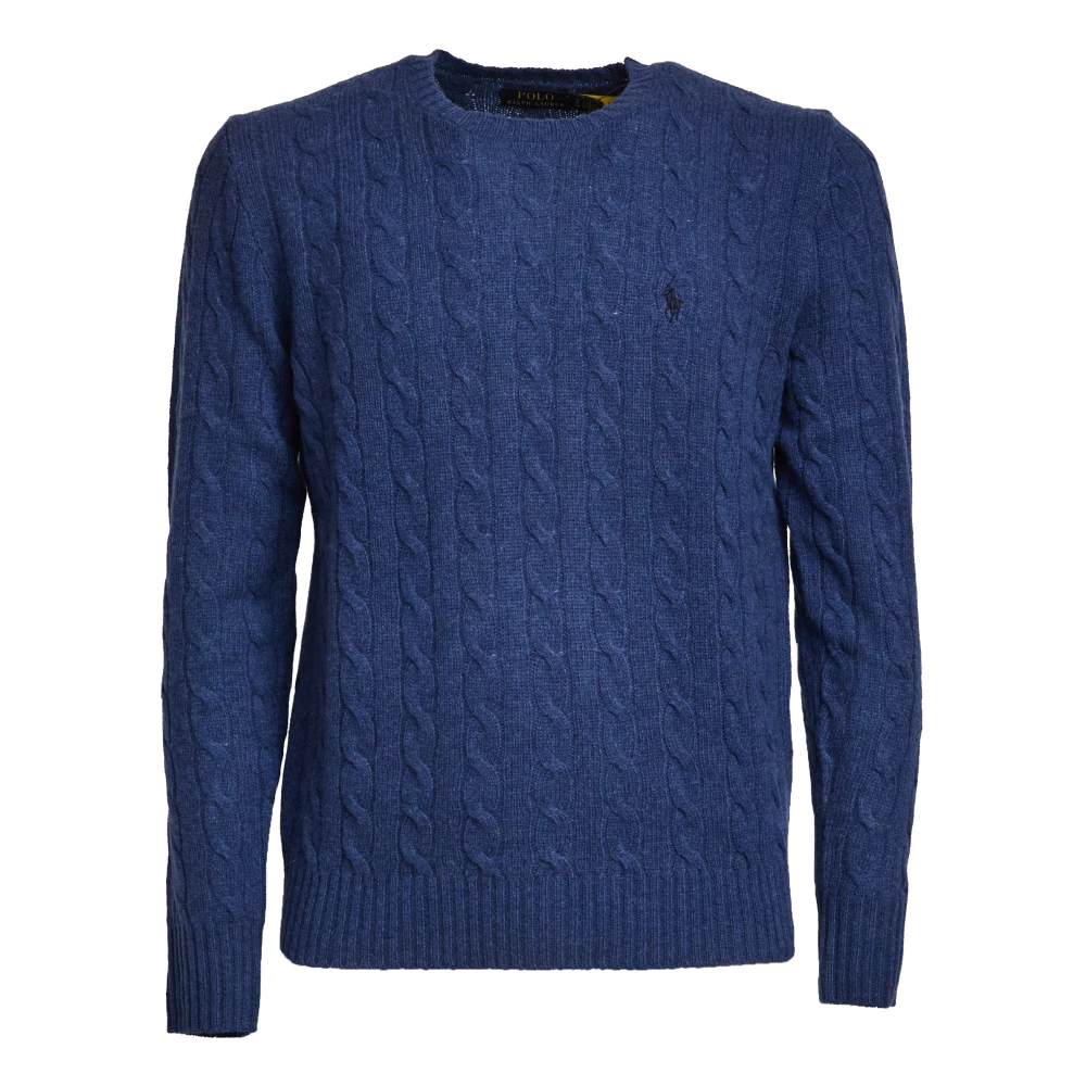 Polo Ralph Lauren Herr Blå Stickade Tröjor S, Kashmir, Kabelstickad Tröja