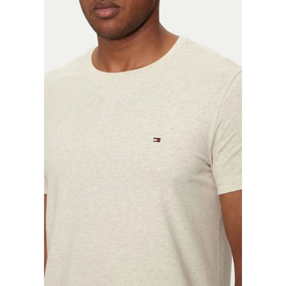 Tommy Hilfiger Slim Fit Stretch Tee voor Mannen Beige Heren