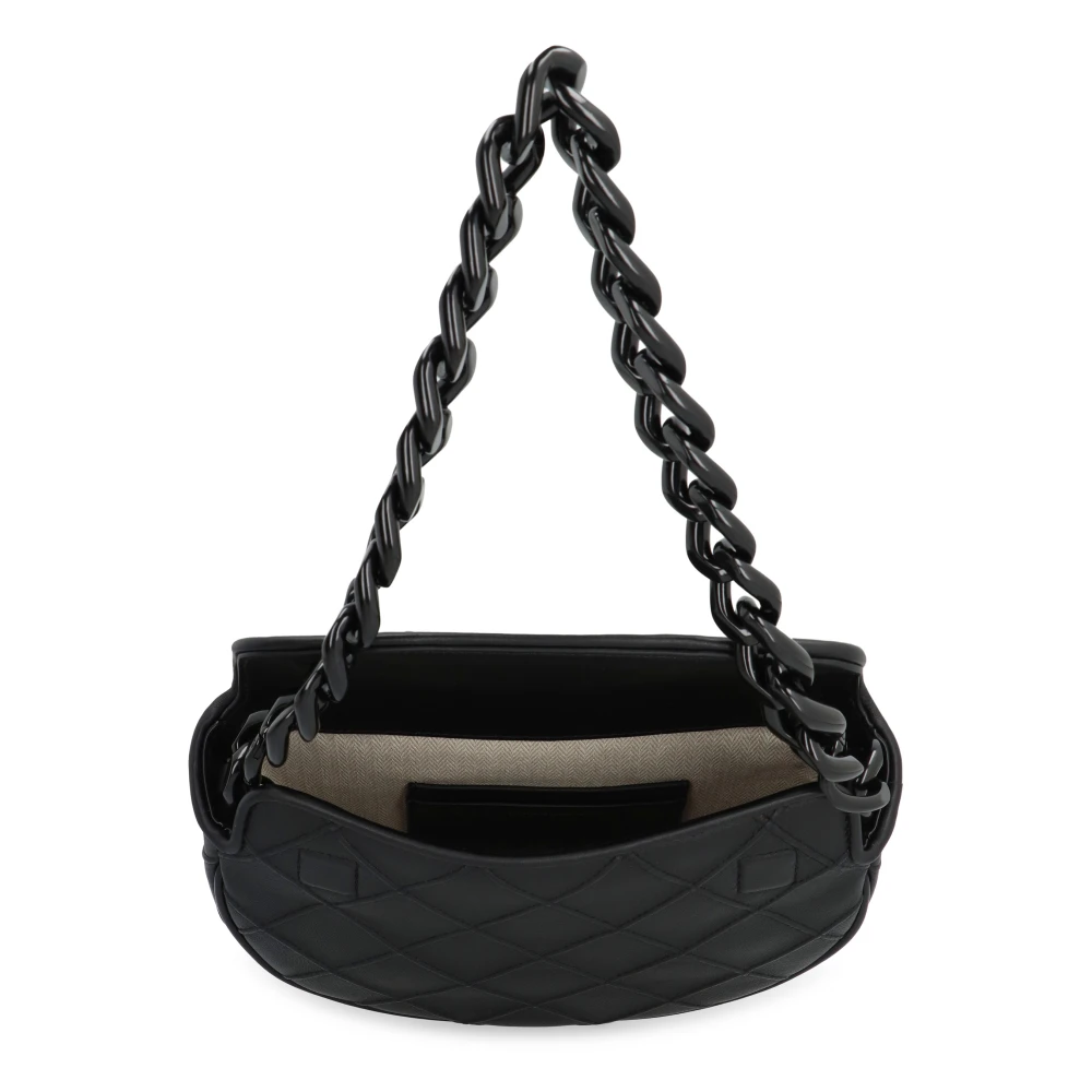 TORY BURCH Mini Leren Schoudertas met Kettinghandvat Black Dames