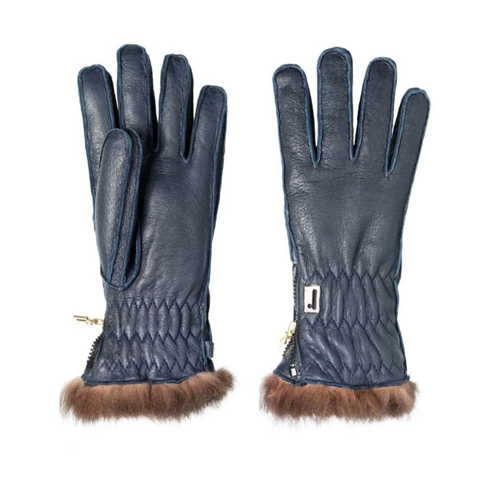 Restelli Guanti Blauwe Peccary Ski Handschoen 806 Blue Dames