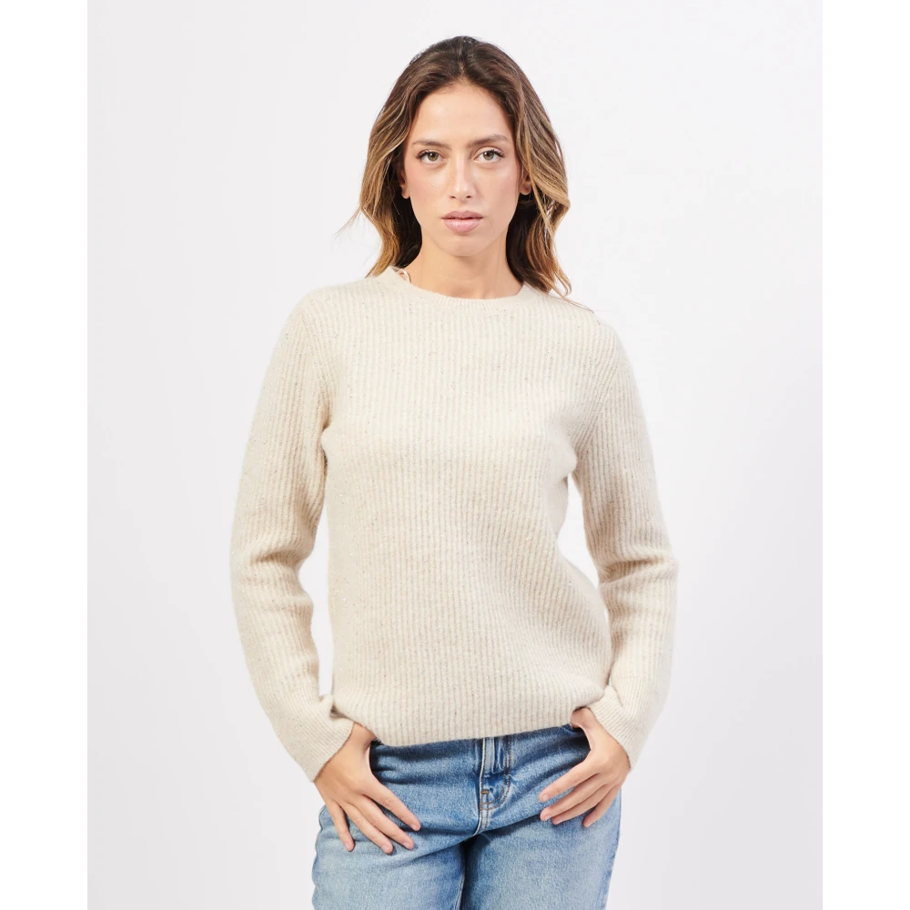 Gerry Weber Beige Crew Neck Cotton Sweater Beige Dames
