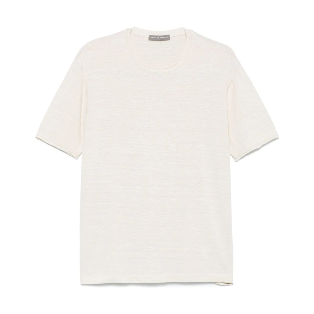 Daniele Fiesoli Ecru Crew Neck T-shirts en Polos Beige Heren