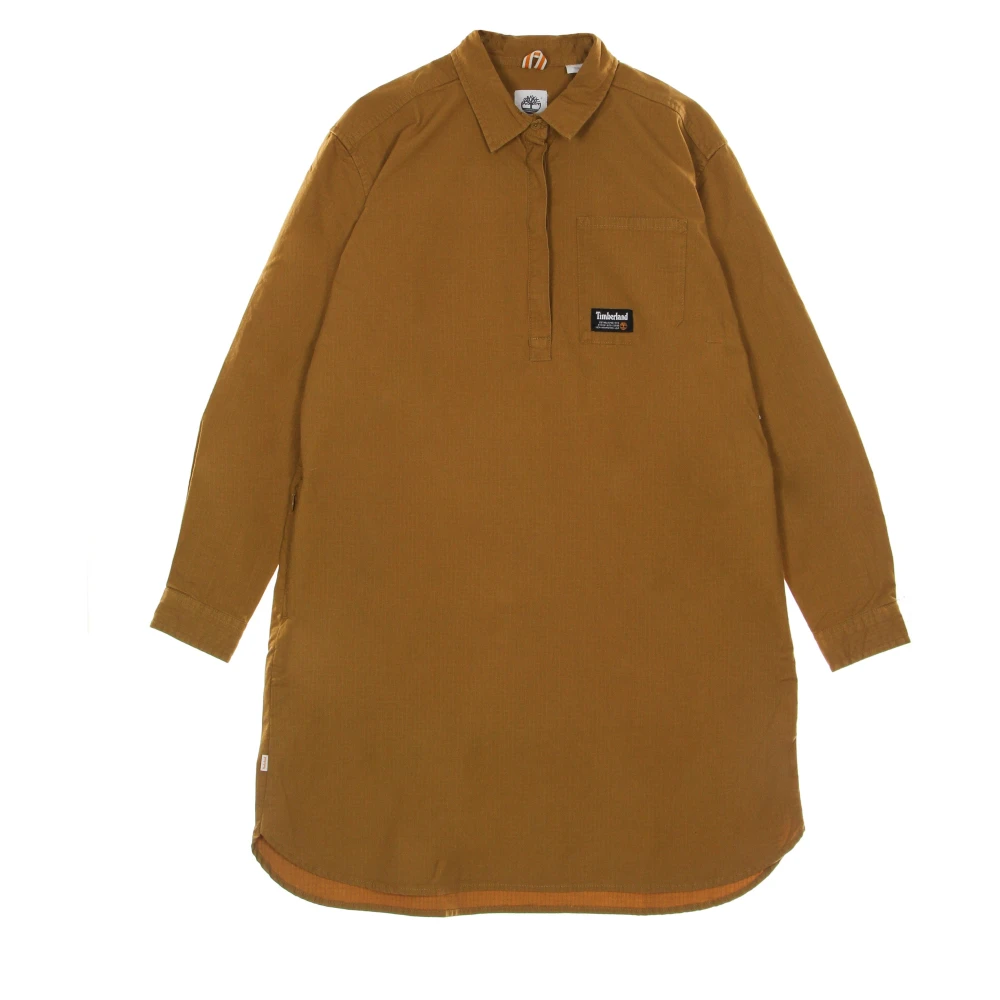 Timberland Overshirt jurk met tarwe laars Brown Dames