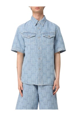chemise-bleue-tissee-homme-elegant