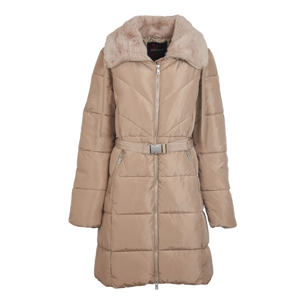 Ottod'Ame Bontkraag Pufferjas Brown Dames