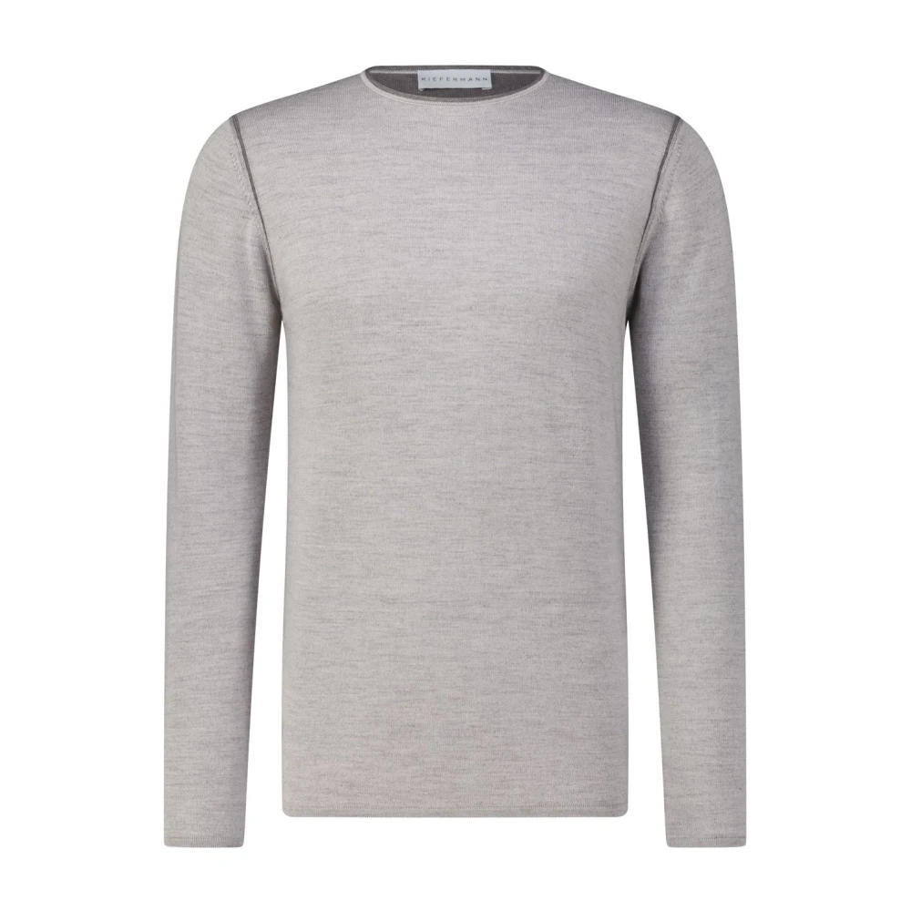 Kiefermann Wollen Gebreide Trui Modern Stijl Gray Heren
