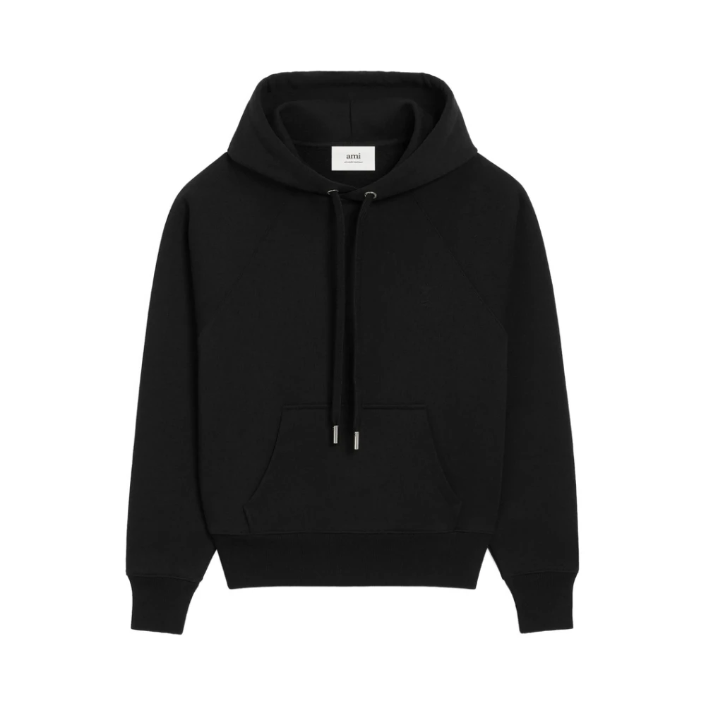 Ami Paris , Hoodies, Male, Black, M, De Coeur Hoodie