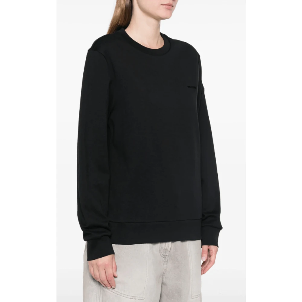Moncler Zwart Logo Plaque Sweatshirt Jersey Textuur Black Dames