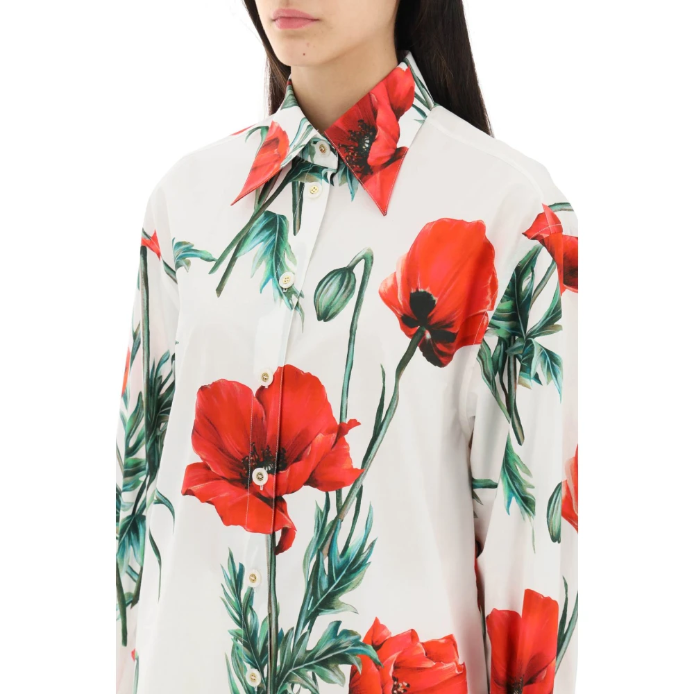 Dolce & Gabbana Poppy Print Button-Up Overhemd Multicolor Dames