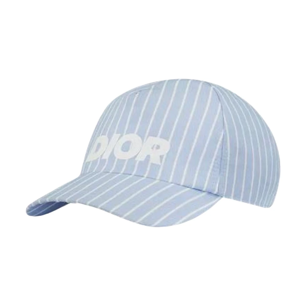 Dior Blauwe Gestreepte Baseballpet Blue Heren