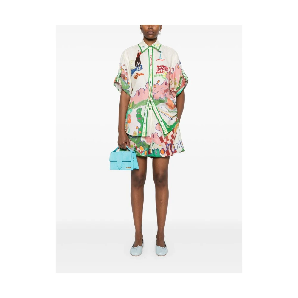 Alemais Illustratie-stijl Linnen Shorts Multicolor Dames