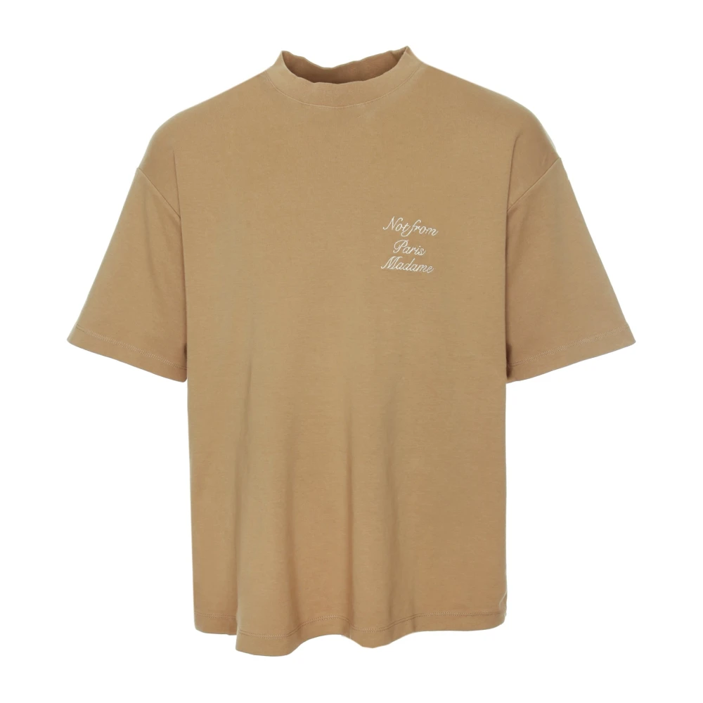 Drole de Monsieur Calligraphy Slogan T-Shirt Brown Heren