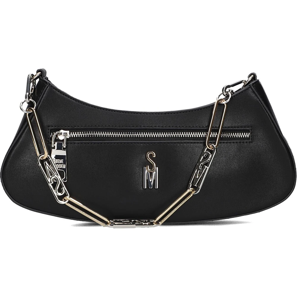 Steve Madden Zwarte Leren Schoudertas Bwren Black Dames
