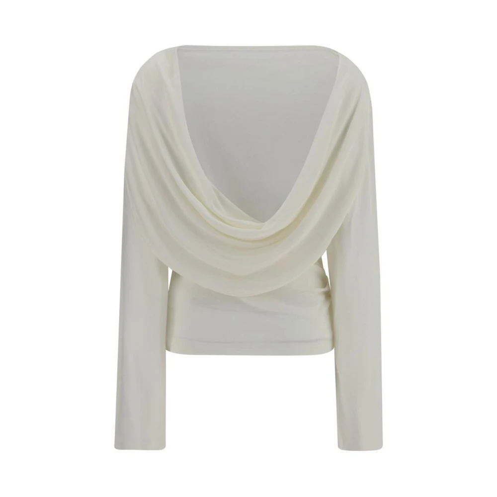 Jacquemus Stijlvolle Top met Plooien en Lange Mouwen Beige Dames