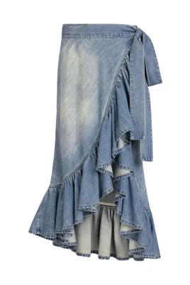 Denim Ruffle Skirt