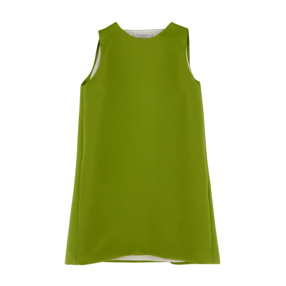 Philosophy di Lorenzo Serafini Elegante Mouwloze Polyester Jurk Green Dames